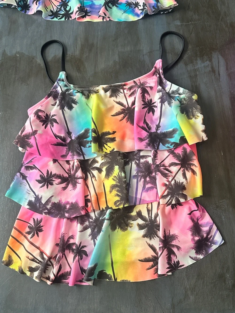Justice Pink Girls two Piece Swimsuit with extra tops
